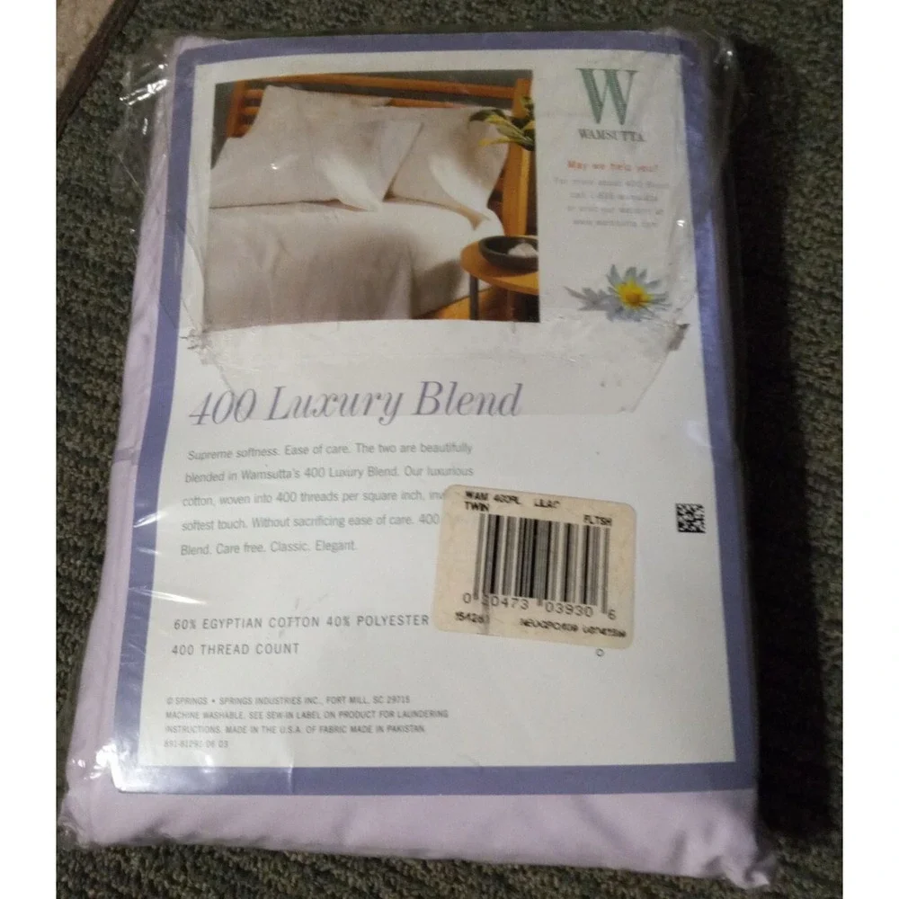 New‎ Twin Flat Sheet  Purple Wamsutta Egyptian Cotton Blend Lilac Luxury 400